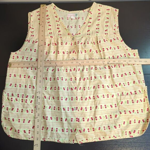 Vintage Moon Dance Sleeveless Cherry Top‎ Artist Smock Vest Pearl Snap Size 3X - Picture 6 of 8